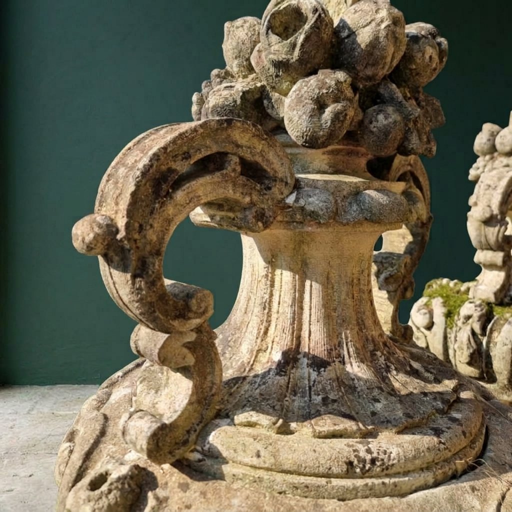 Coppia di vasi in pietra di Vicenza dell’800 da palazzo Veneto-photo-3