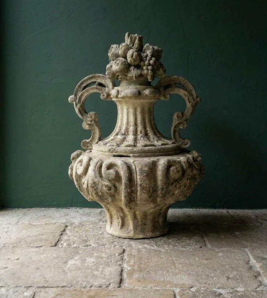 Coppia di vasi in pietra di Vicenza dell’800 da palazzo Veneto-photo-1