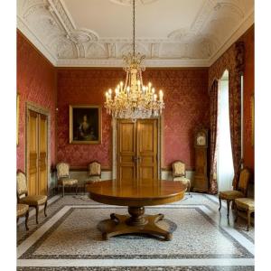 Tavolo tondo in noce Impero 1840 alta qualità