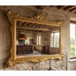 Specchiera lignea del 1850 oro foglia da villa antica toscana