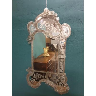 Miroir vénitien de verre de la deuxième moitié du XIXe siècle