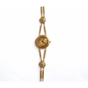 18k Gold Watch Circa 1900 Plant Pattern