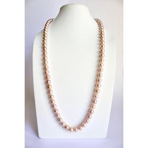 Pink Beaded Long Necklace 84 Cm