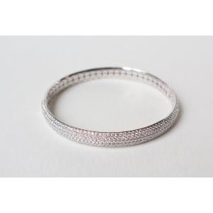 Rigid Half-bangle Bracelet Opening In 18 Kt White Gold And Diamonds For 8 Kt
