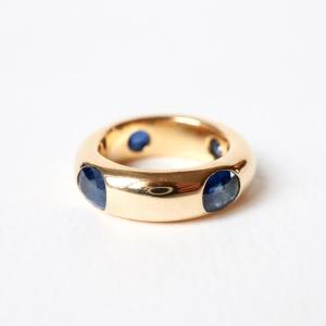 Fred Large Gold Wedding Band Set With Sapphires