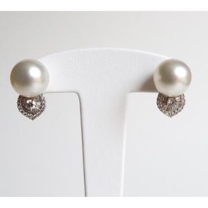 White Gold And Diamond Pearl Clip-on Earrings
