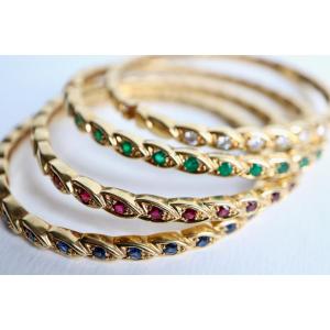 Chaumet Rigid Bracelets In 18 Carat Gold And Precious Stones
