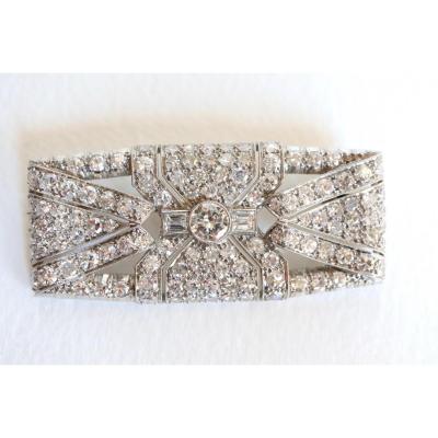Brooch Art Deco Plate In Platinum And White Gold 18 Carats 1930-40
