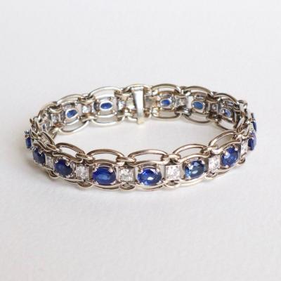 Mauboussin Bracelet 18 Kt White Gold, Sapphires And Diamonds