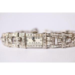 Art Deco Watch In Platinum And Diamonds