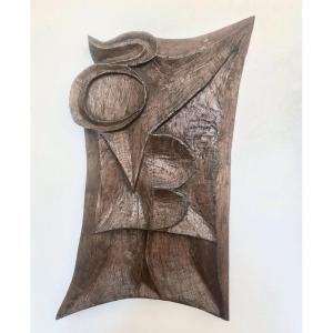 Johnny Ludécher, Carved Oak Panel, Dated 78