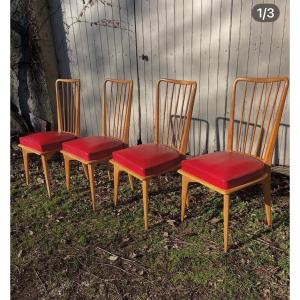 Set Of 4 Chairs By Charles Ramos, 1960