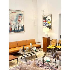 Scandinavian Leather Bench, 3 Meters Long, 1960