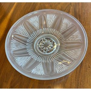 Art Deco Cup / Centerpiece In Pressed Molded Glass French Work (art Deco 1930)
