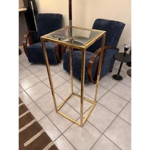 Design Bolster 1970 In Gilded Metal And Glass (1930 - 1970)