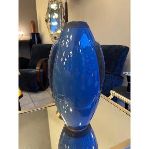 Rare Art Deco Vase Signed Maurice Pinon (towers) In Enamelled Earthenware (art Deco Vases 1930) 