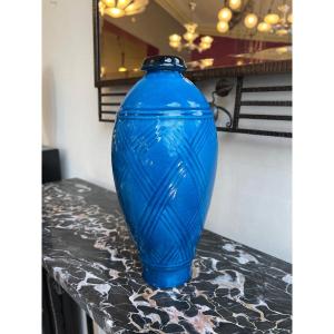 Art Deco Primavera Vase Model “rosalba” In Enamelled Earthenware (art Deco Vases 1930 