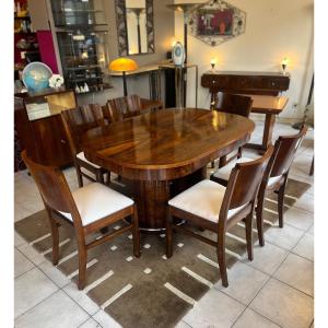 Art Deco Dining Table In Walnut And Burl Polished Walnut Art Deco Tables 1930