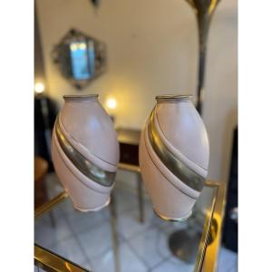 Pair Of Art Deco Odyv Vases Signed / Odette Berlot And Yvonne Mussier (art Deco Vase 1930) 