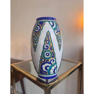 Art Deco Vase Boch Frères Kéramis / Catteau Modèle D1101 (stamp And No. On Bottom) / Earthenware ( 1930