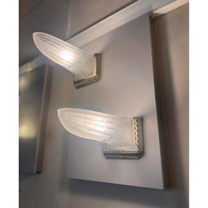 Pair Of Art Deco Sconces Belgian Verreries