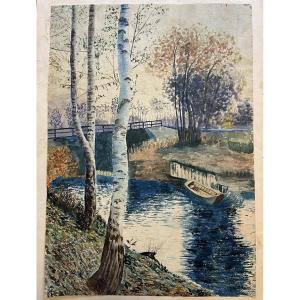 Undergrowth Landscape On The Edge Of A River, 20th Century
