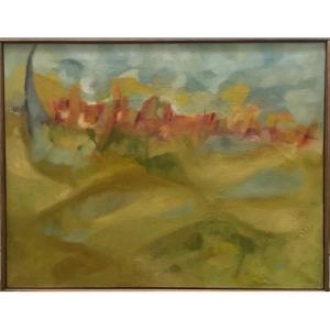 Abstract Composition Painting Signed Censier 20th Century