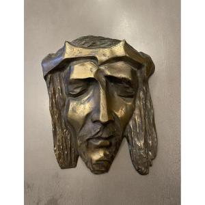 Bronze Sculpture Of Christ's Head Signed G. Thomas