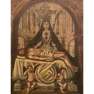 Pieta Painting 17th Century Virgin From Las Angustias De Granada