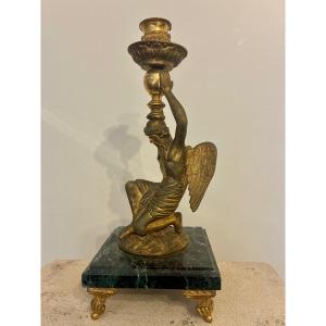 Empire Gilt Bronze Candlestick, 19th Century