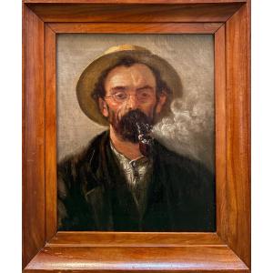 The Pipe Smoker, Oil On Canvas, 19th Century