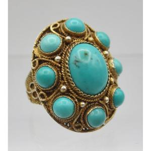 Vermeil Ring Set With Turquoise.