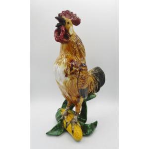 Rooster In Barbotine, 20th Century.