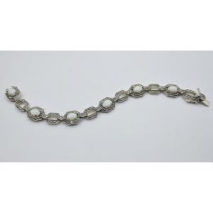 Art Deco Bracelet, Silver And Opals.