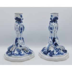 Meissen Porcelain Candlesticks.