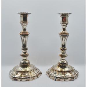Pair Of Candlesticks, Regency Style. 