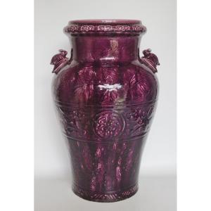 Art Nouveau Vase In Longwy Earthenware.