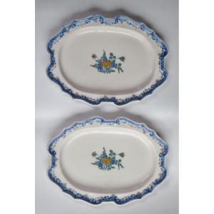 Pair Of Dishes, Moustiers 18th Century.