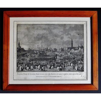 Le Mariage Avec La Mer, Gravure d' Après Canaletto, XVIIIe Siècle.