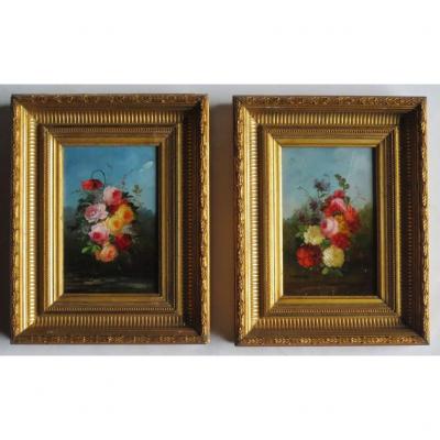 Pair Of Bouquets, XIXth Century.