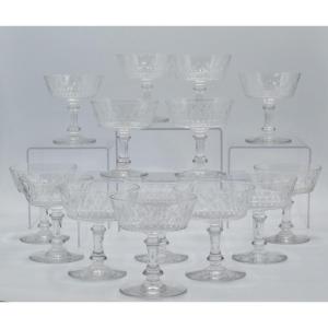 Champagne Glasses, Crystal, Late 19th Century.