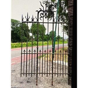 Large Lot Of 55 Meters Of Antique Wrought Iron Gates