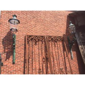 Heavy Cast Iron Wall Brackets With Copper Lanterns