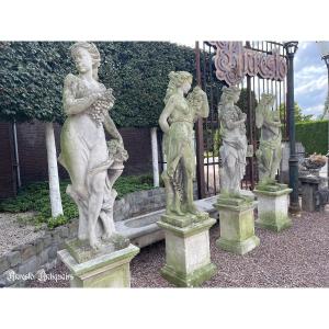 Antique Italian Limestone 4-season Statues
