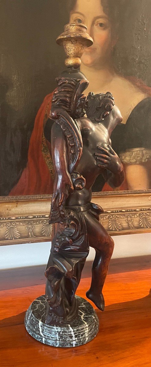 Coppia di stature in legno del 18esimo secolo-photo-2