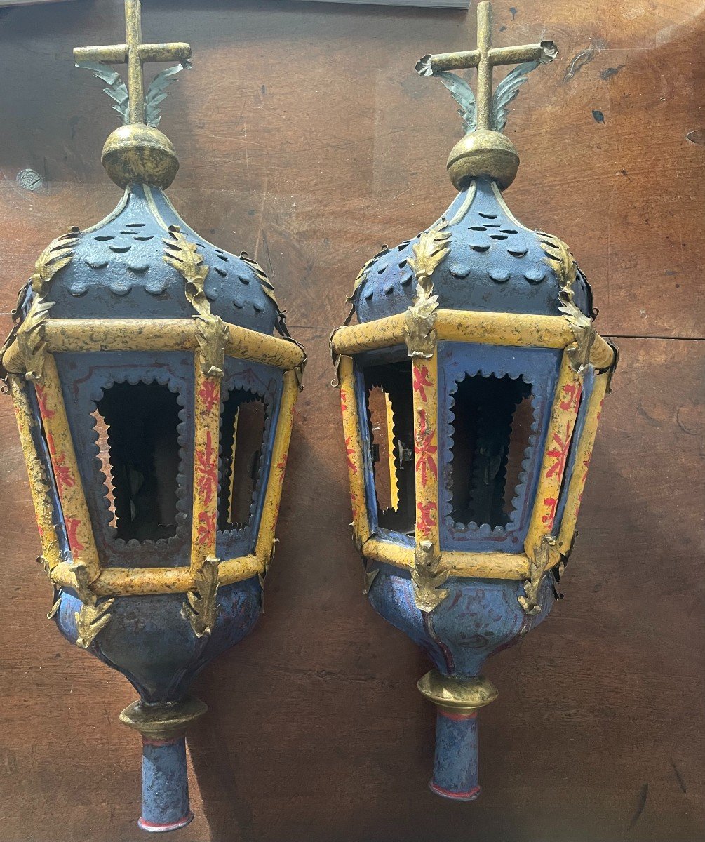 Coppia di lanterne laccate 18esimo secolo
