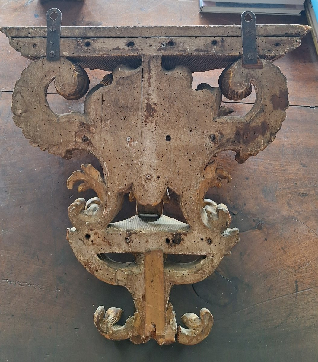 Consolle Luigi XIV in legno intagliato e dorato.-photo-1