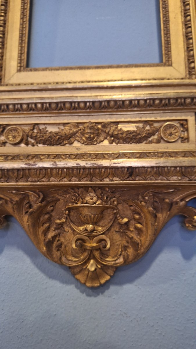 Cornice a edicola intagliata e dorata di stile rinascimentale del XIX sec.-photo-1
