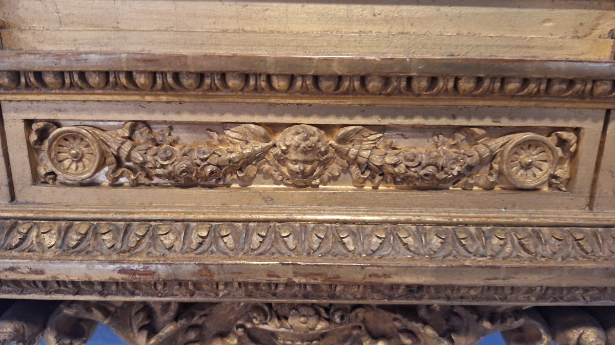 Cornice a edicola intagliata e dorata di stile rinascimentale del XIX sec.-photo-5