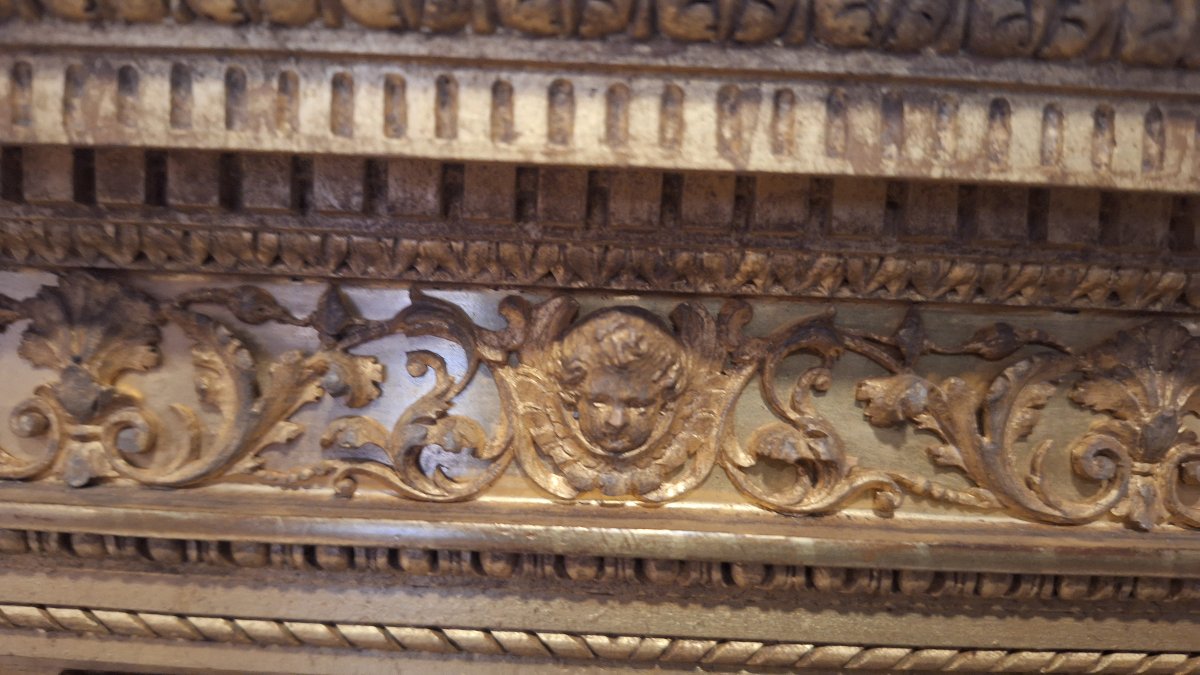 Cornice a edicola intagliata e dorata di stile rinascimentale del XIX sec.-photo-6
